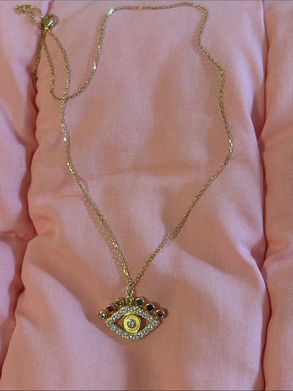Gold Tone Multicolor Evil Eye Pendant Necklace - Women Jewelry